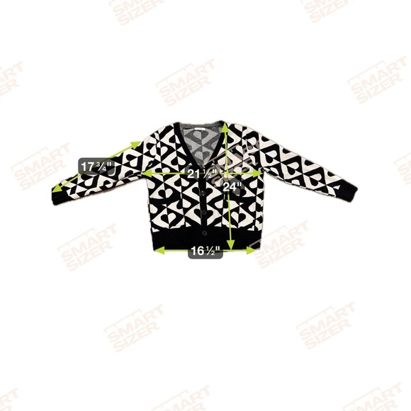 Sioni Black and White Abstract Heart Pattern Cardigan Sweater Size small/medium - Picture 5 of 8